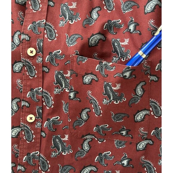 Brooks Brothers Mens XXL Burgundy Red Blue Paisley Regent Cotton Button Down - Picture 5 of 10